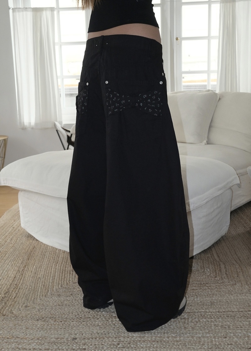 Floral Back-Ribbon Balloon Pants