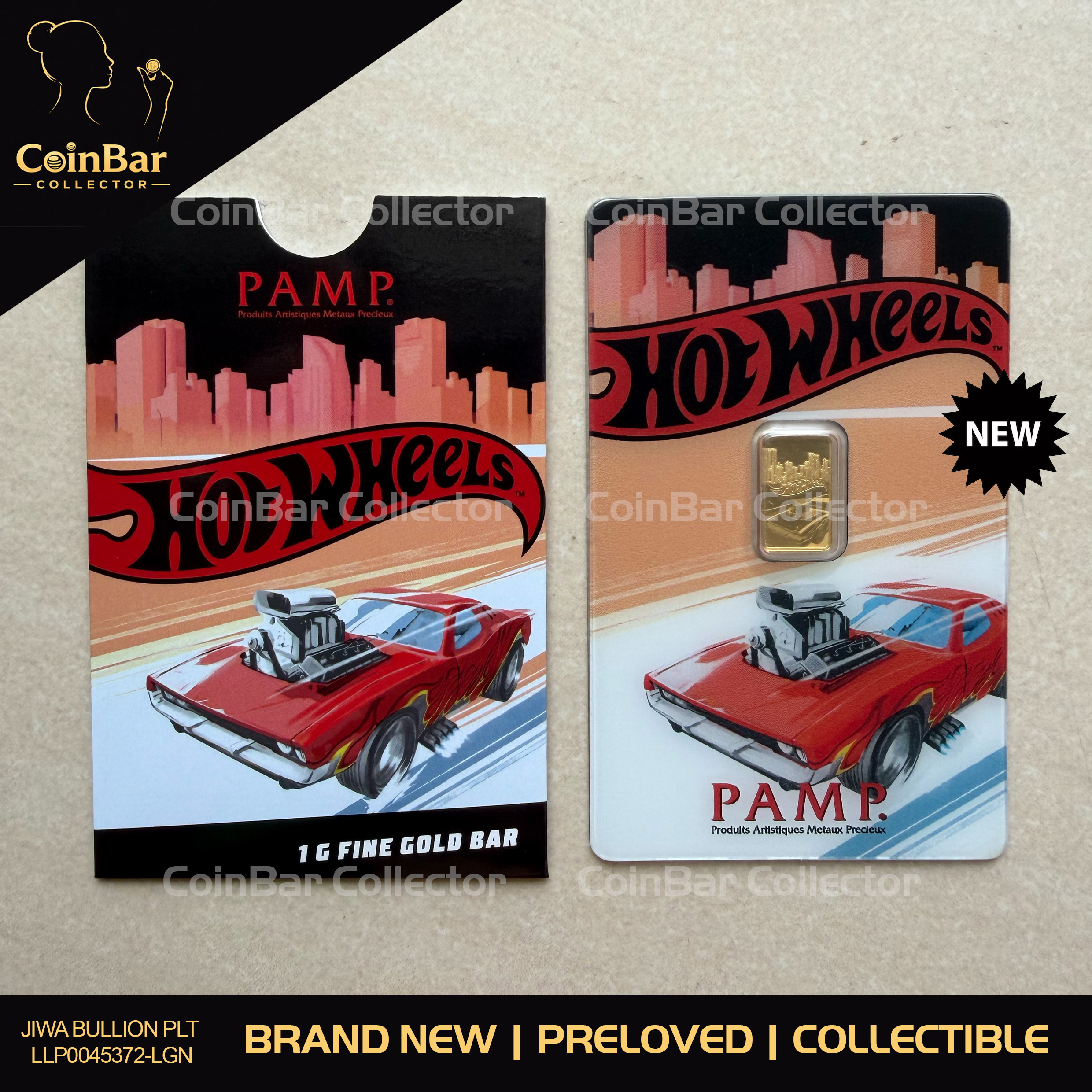 PAMP Hot Wheels 1g 🇨🇭Swiss Fine Gold Bar Emas 999.9 with Sleeve