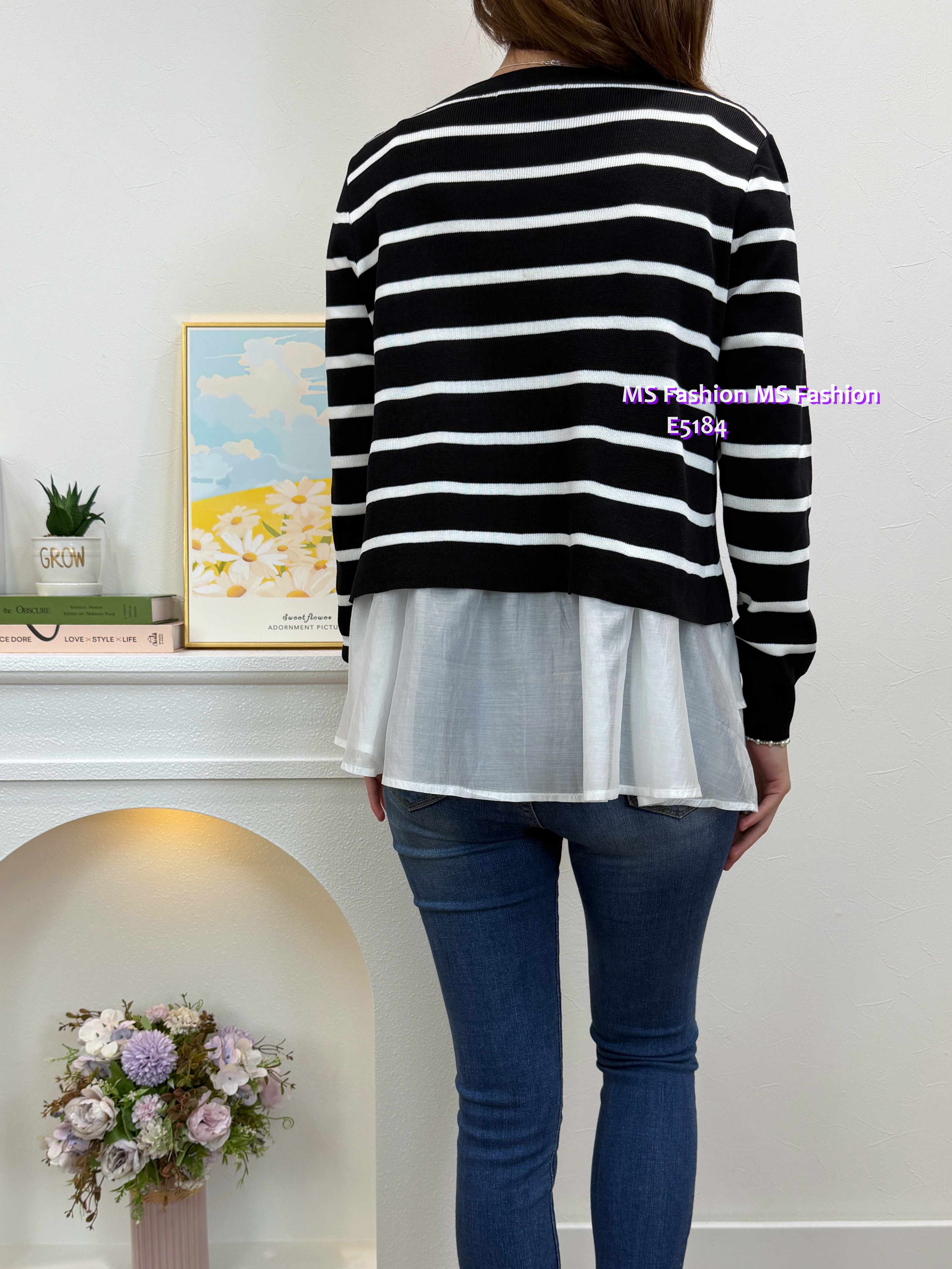E5184 條子top+打底背心top set