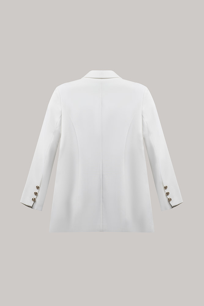 Classic White Minimalist Single-Button Blazer