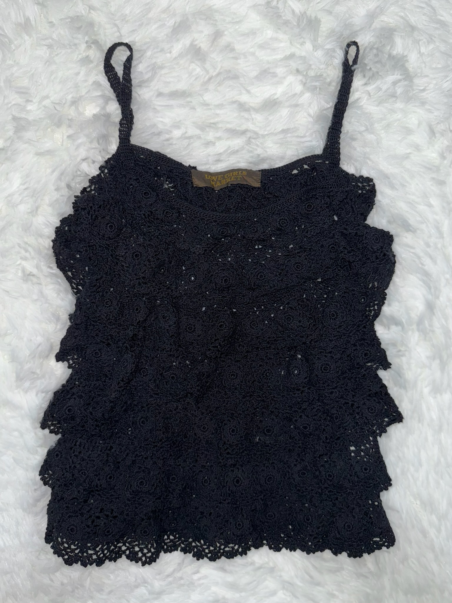 Layered Ruffle Crochet Tank 