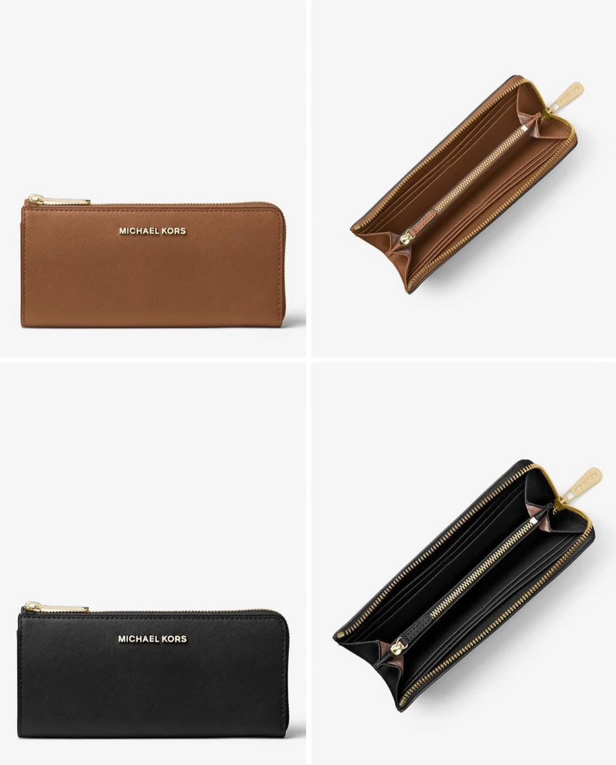 加拿大直送預購限時特價優惠中Michael Kors金字防刮皮革 拉鍊式薄長夾 MK金屬LOGO