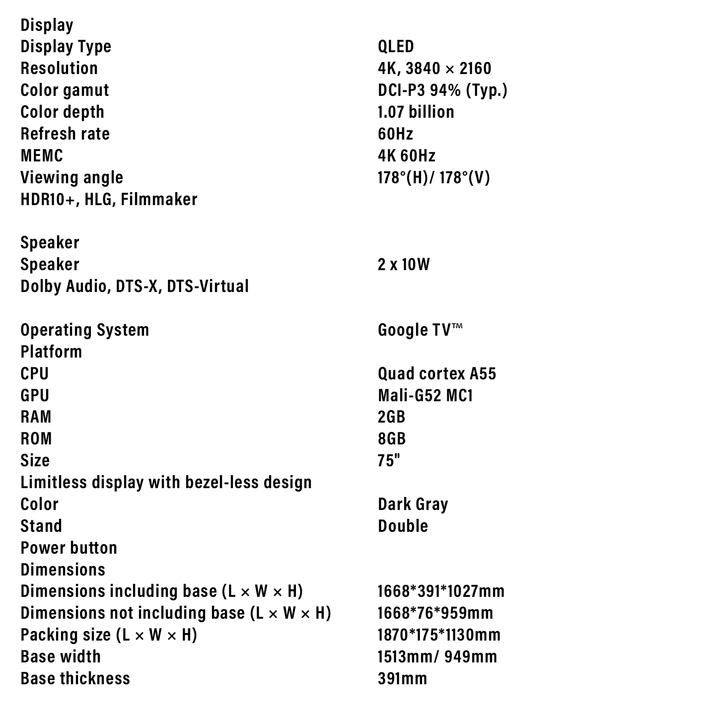 Xiaomi 75" TV A Pro (2026) 4K QLED Google TV (ELA5852VN)