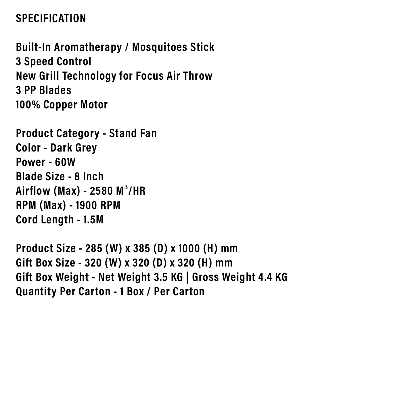 Faber 8" Scento Stand Fan FSF C5311