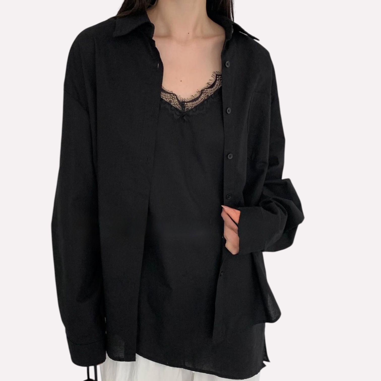 221044 麻料闊長恤